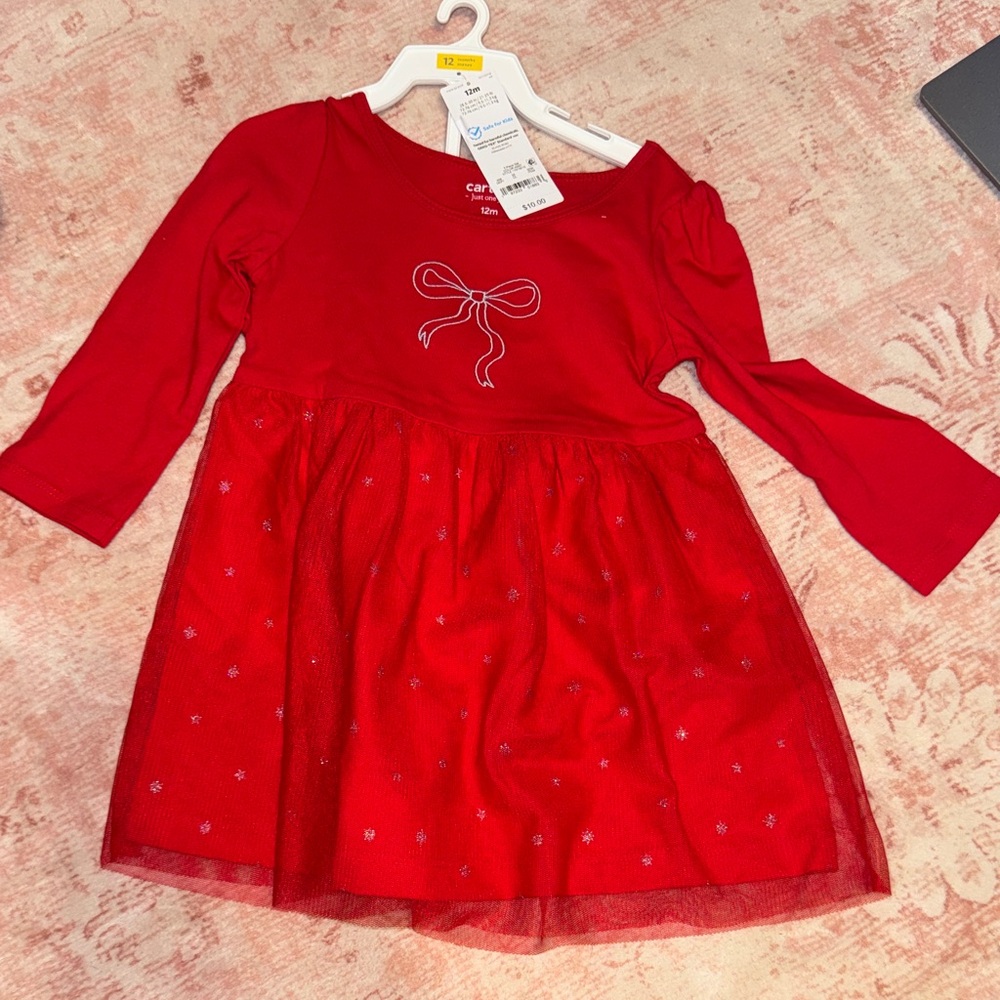 Carter's Red Dress with Bow Detail